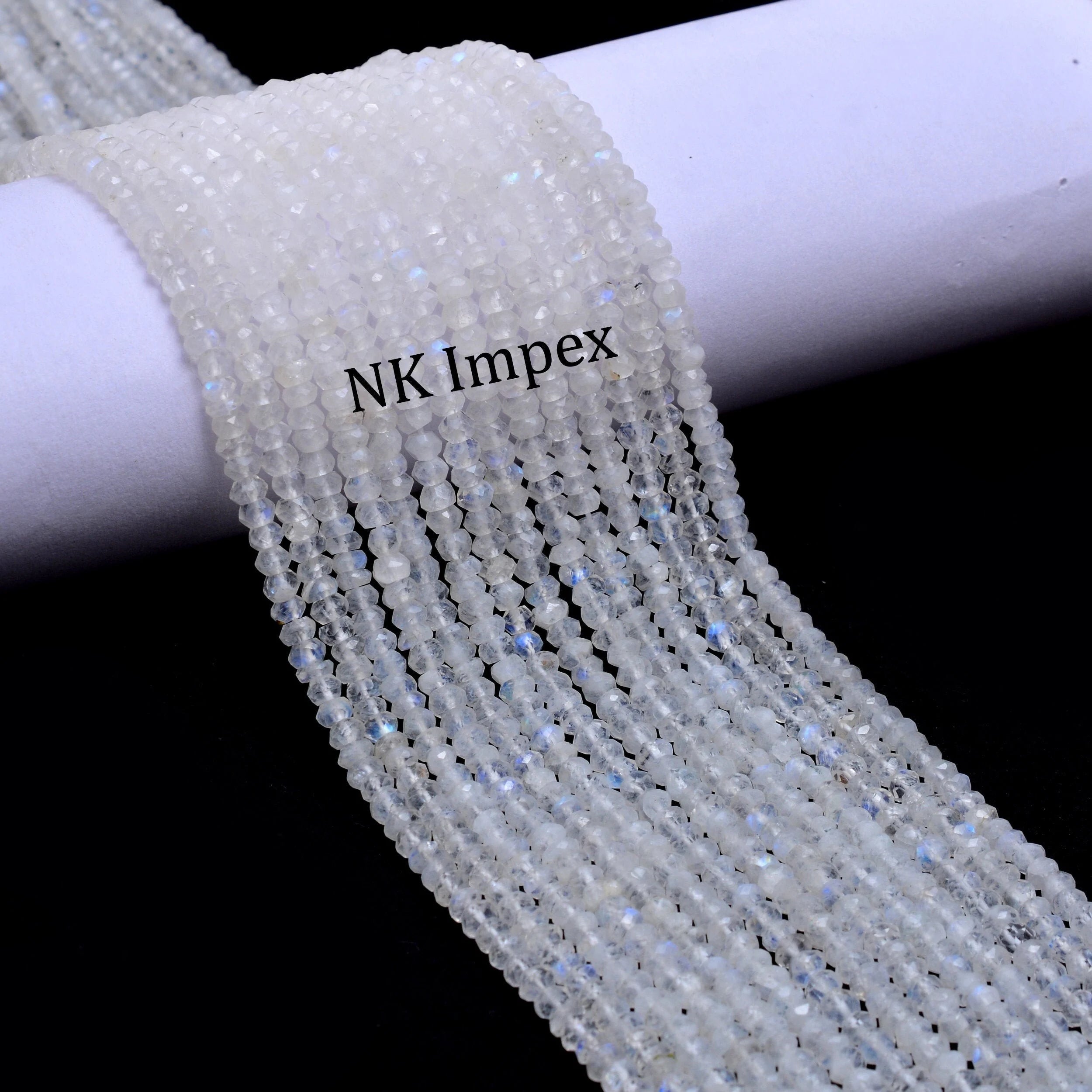 Natural Rainbow Moonstone Faceted Rondelle Beads, 13.5 Inch Strand, (SKU1111)