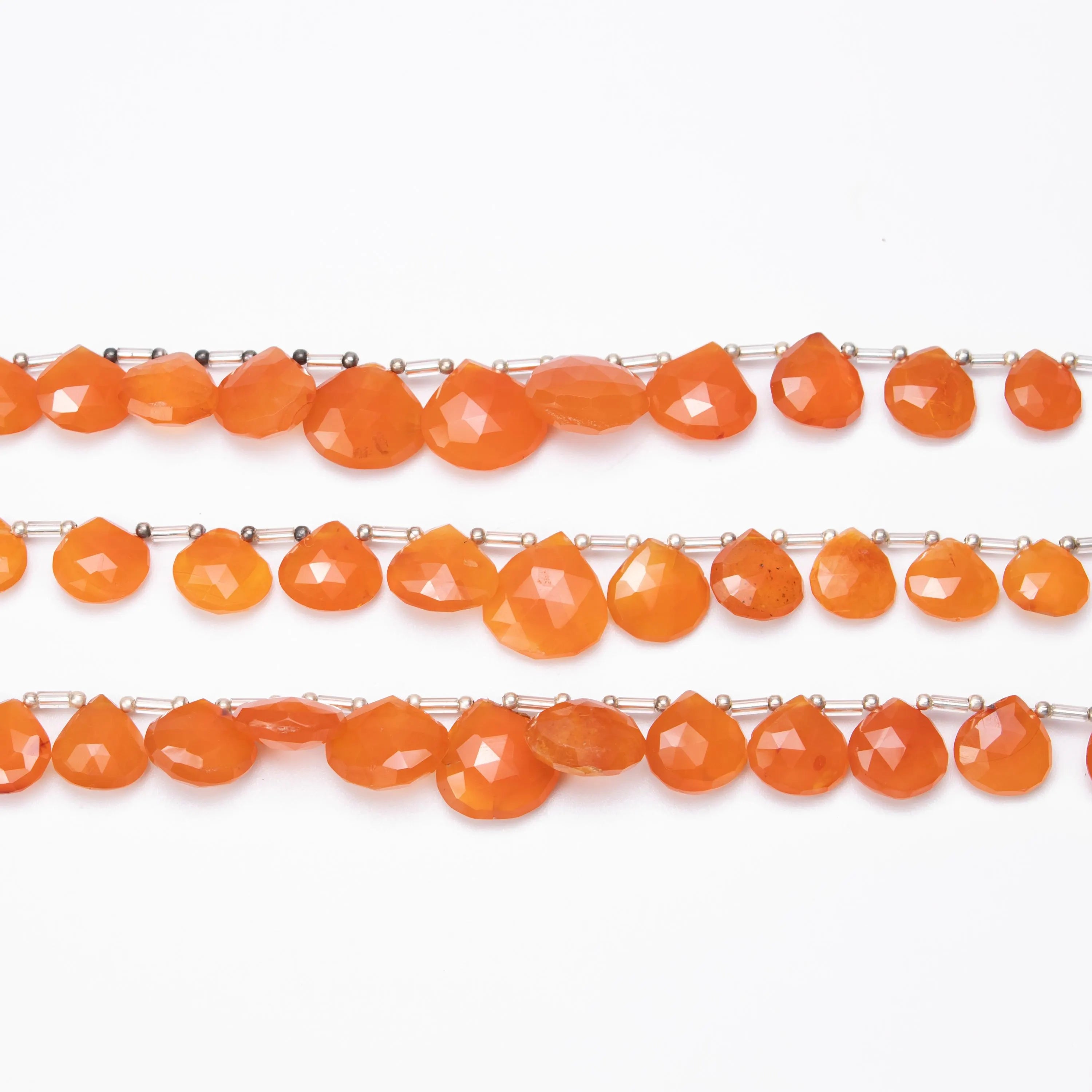 Natural Carnelian Faceted Heart Shape Beads, 9 mm To 15 mm, Orange Carnelian Heart, Carnelian Jewelry Making Gemstone Beads, (SKU1105)