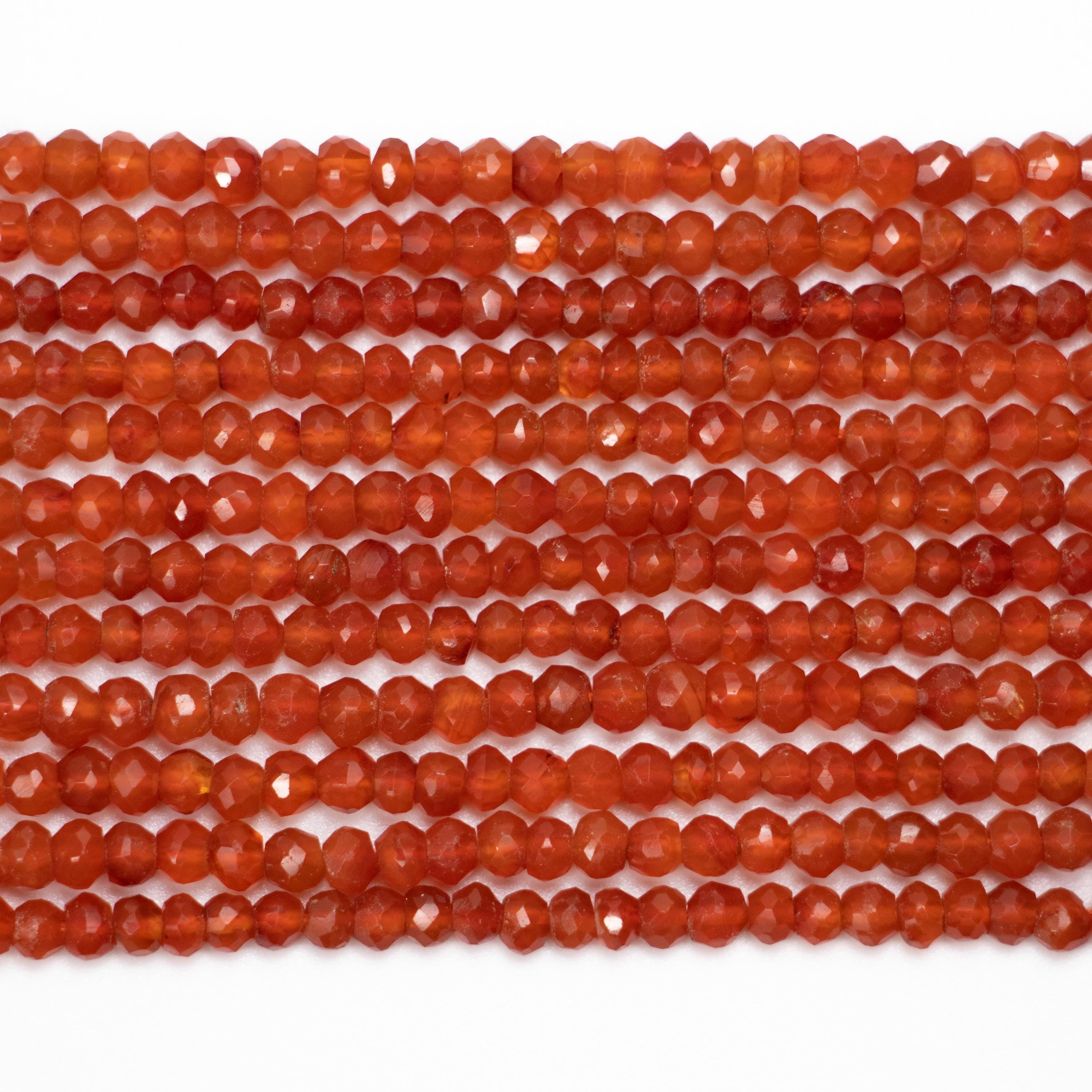Carnelian Faceted Rondelle Beads, 3.5 mm To 4 mm, Orange Carnelian Beads, Carnelian Handmade Gift For Women, Gemstone Beads, 14 Inch