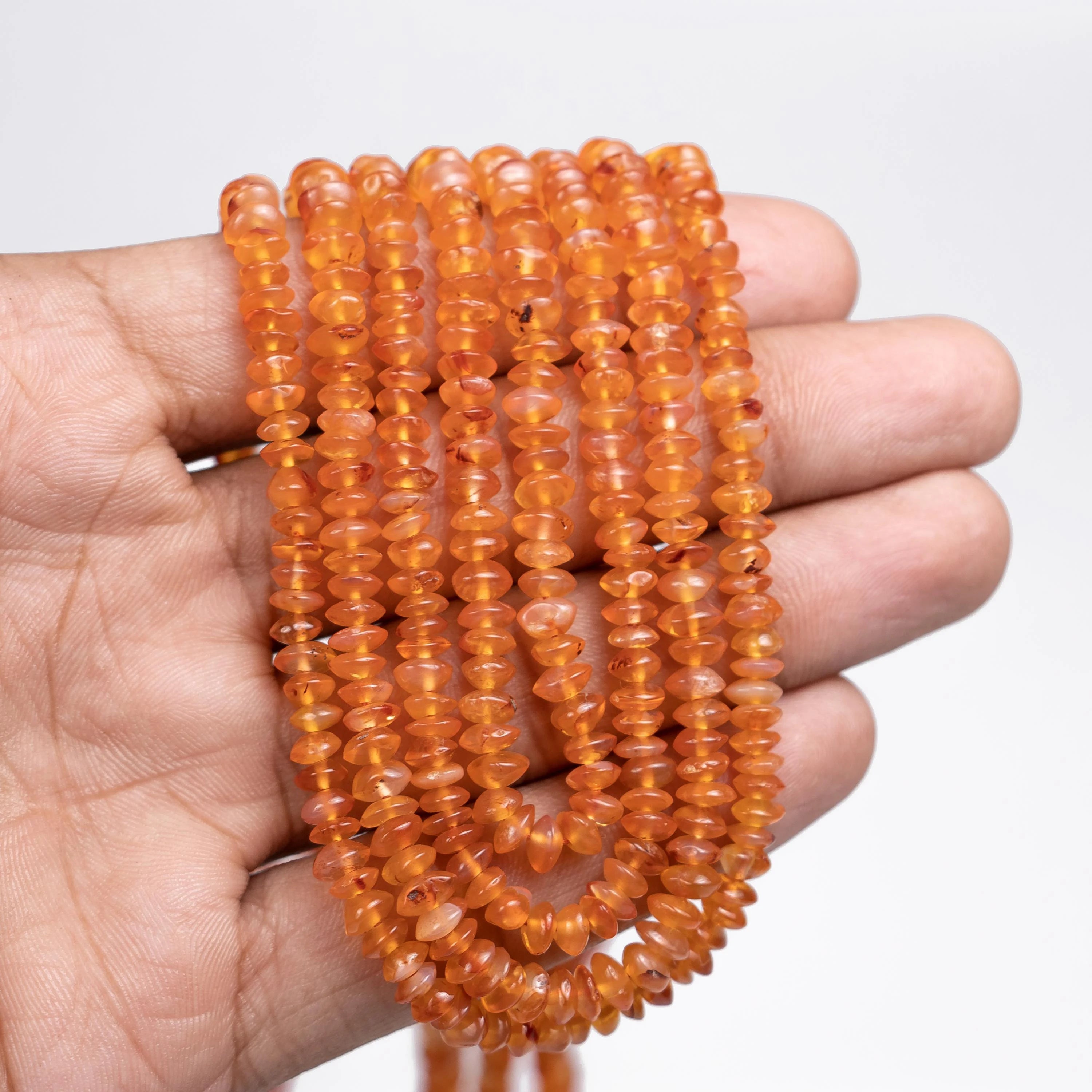 Carnelian Saucer Smooth Beads, 4 mm To 5.5 mm, Orange Carnelian Saucer Beads, Carnelian Jewelry Making Gemstone Beads, 15 Inches, (SKU346)