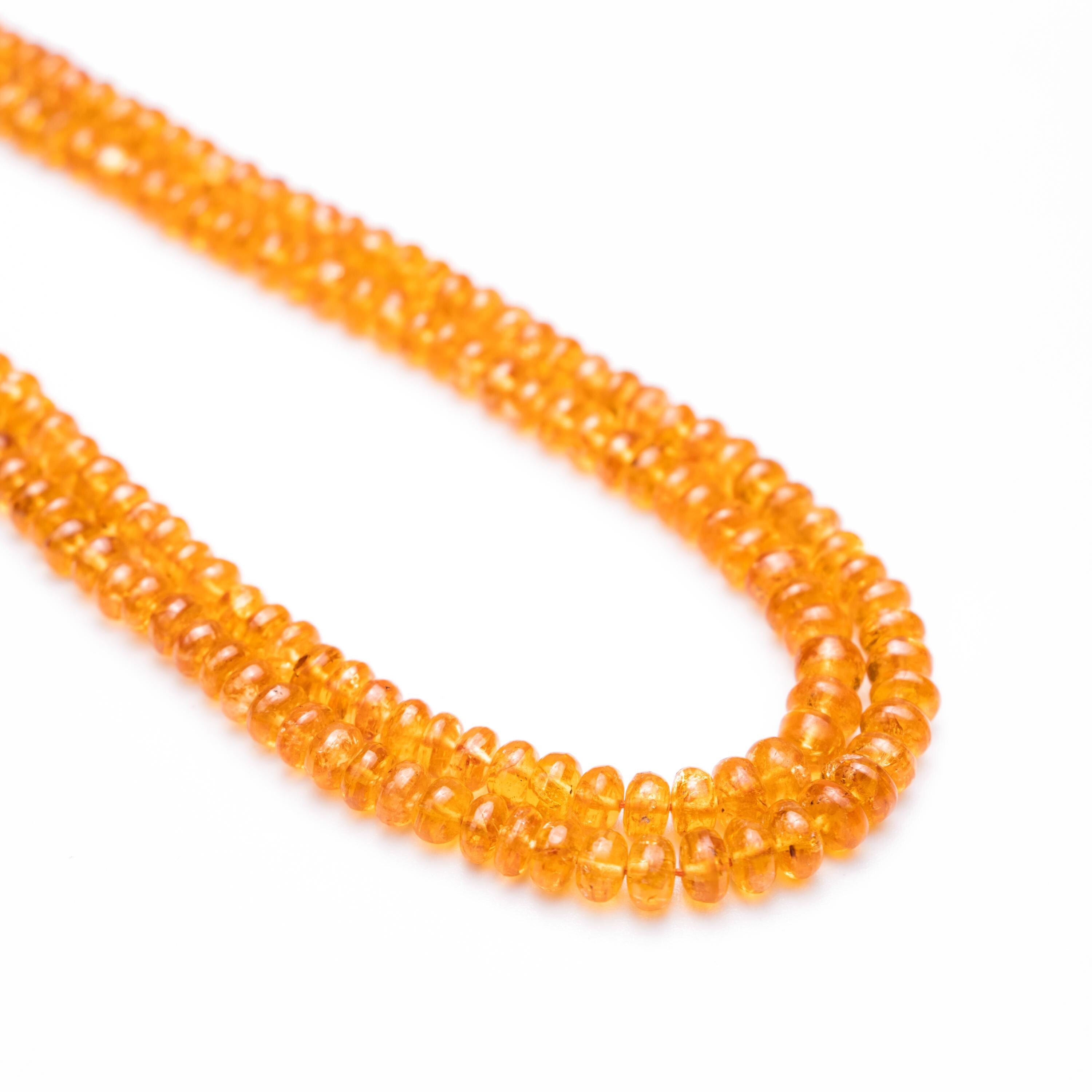 Mandarin Spessartite Garnet Beads, 3 to 5 mm Rondelle Beads, Orange Smooth Loose Bead, SKU1420