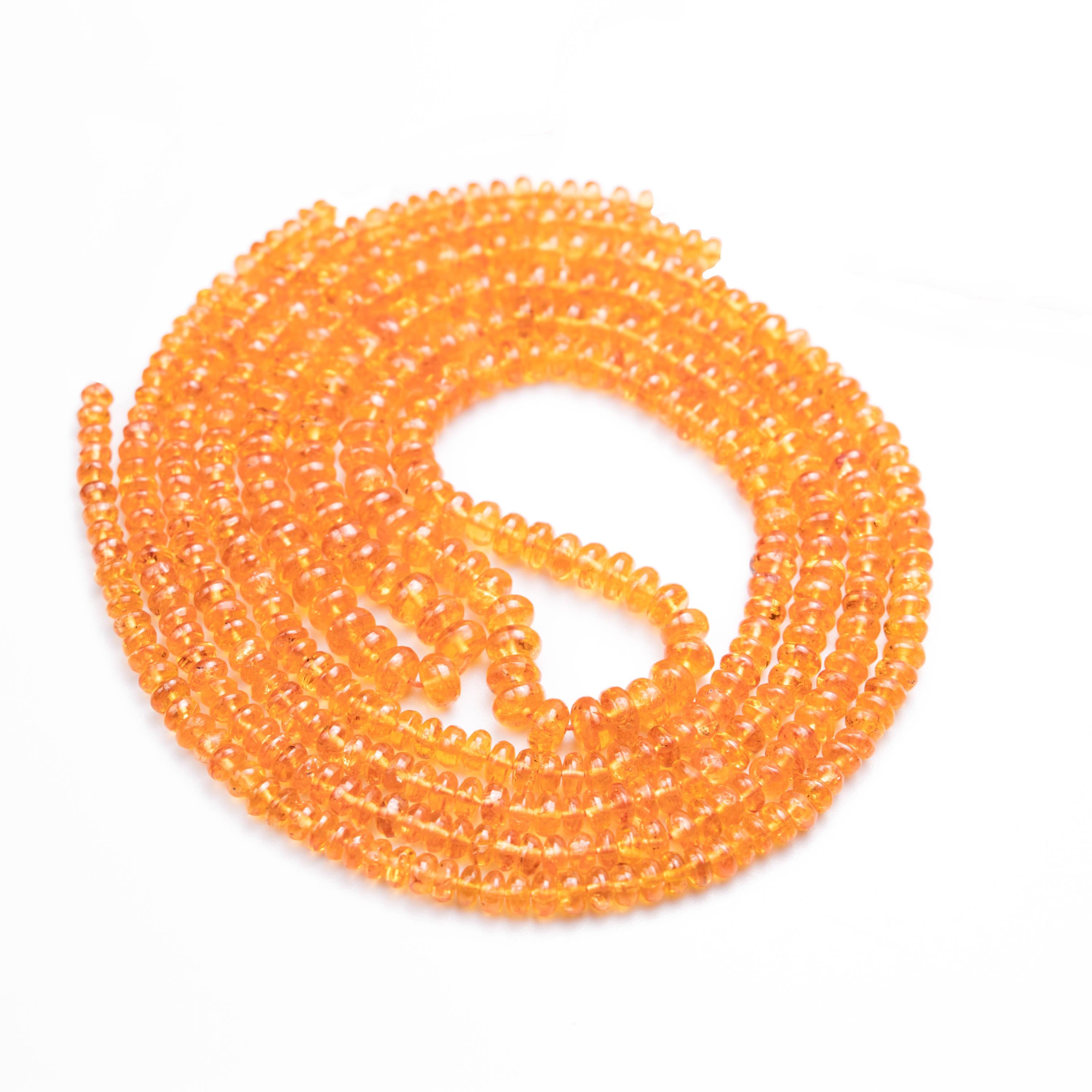 Mandarin Spessartite Garnet Beads, 3 to 5 mm Rondelle Beads, Orange Smooth Loose Bead, SKU1420