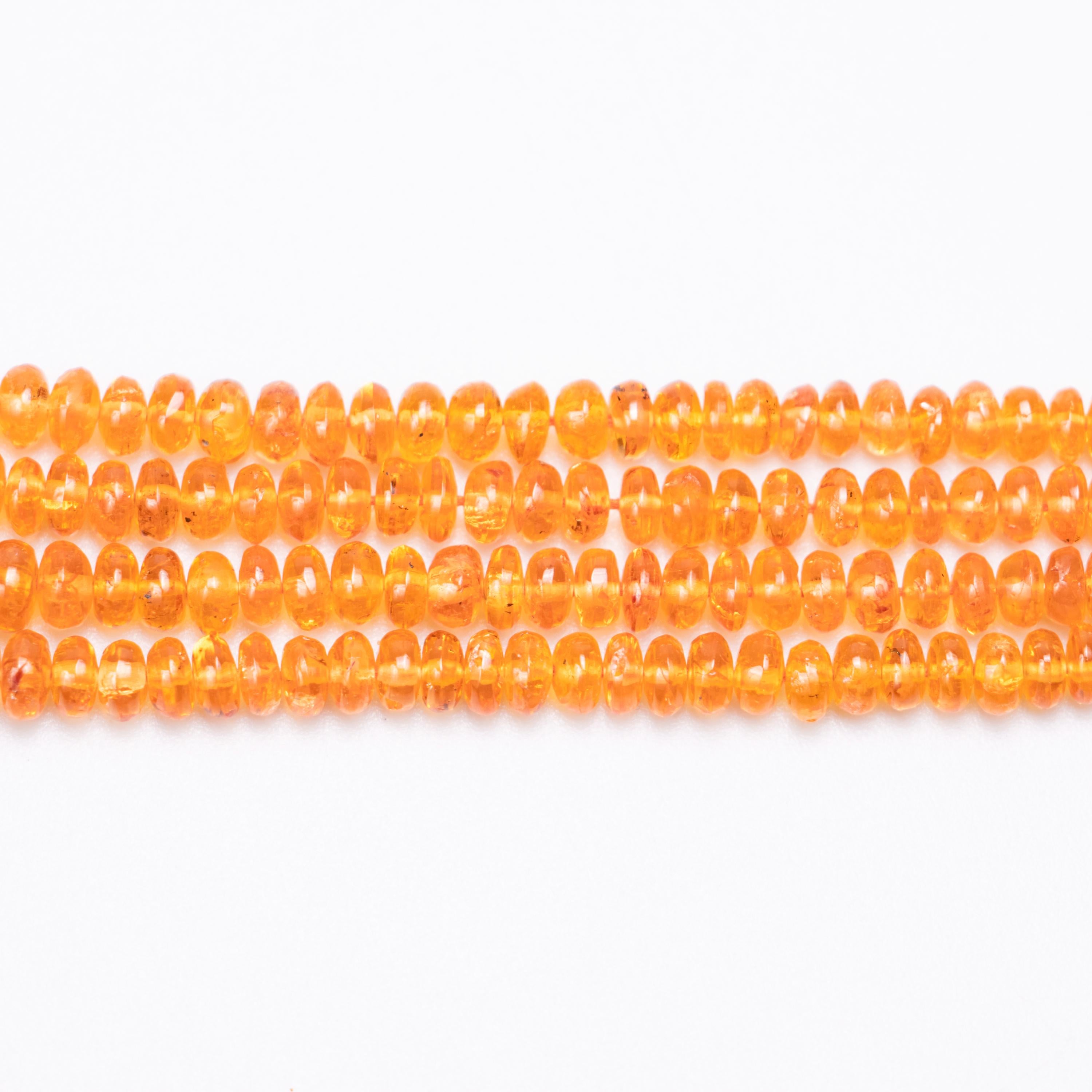 Mandarin Spessartite Garnet Beads, 3 to 5 mm Rondelle Beads, Orange Smooth Loose Bead, SKU1420