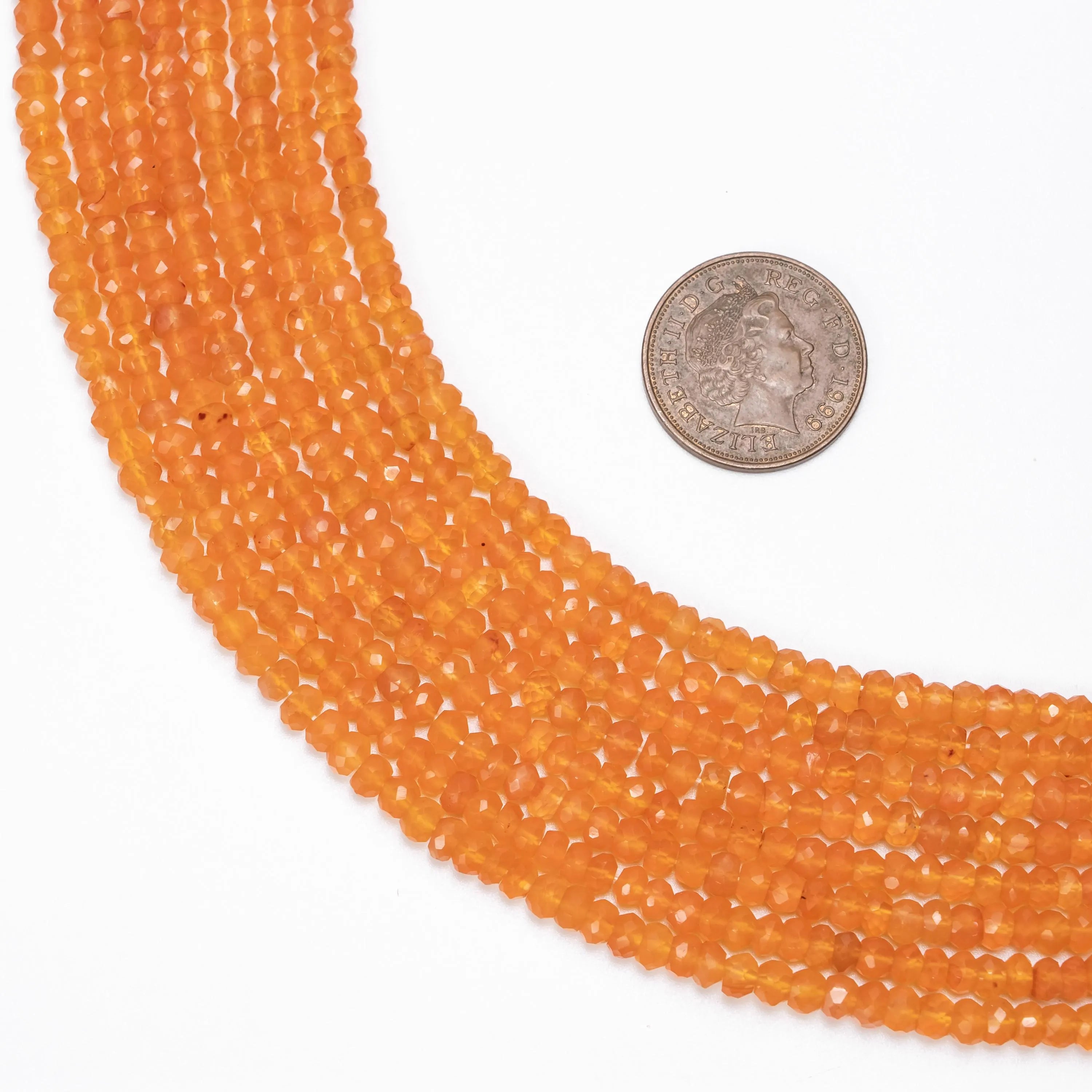 Carnelian Faceted Rondelle Beads, 4.5 mm To 5.5 mm,  SKU714