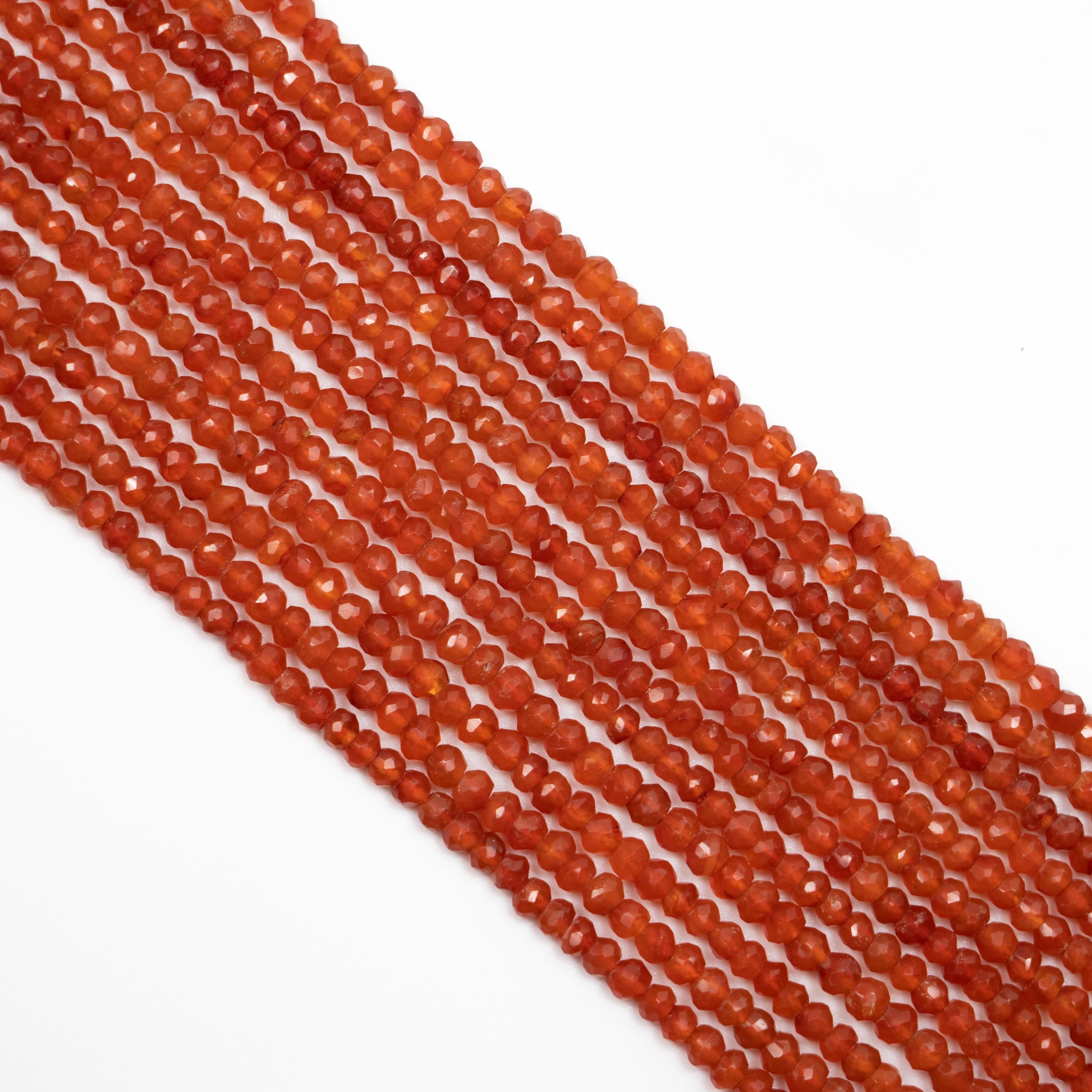 Carnelian Faceted Rondelle Beads, 3.5 mm To 4 mm, Orange Carnelian Beads, Carnelian Handmade Gift For Women, Gemstone Beads, 14 Inch
