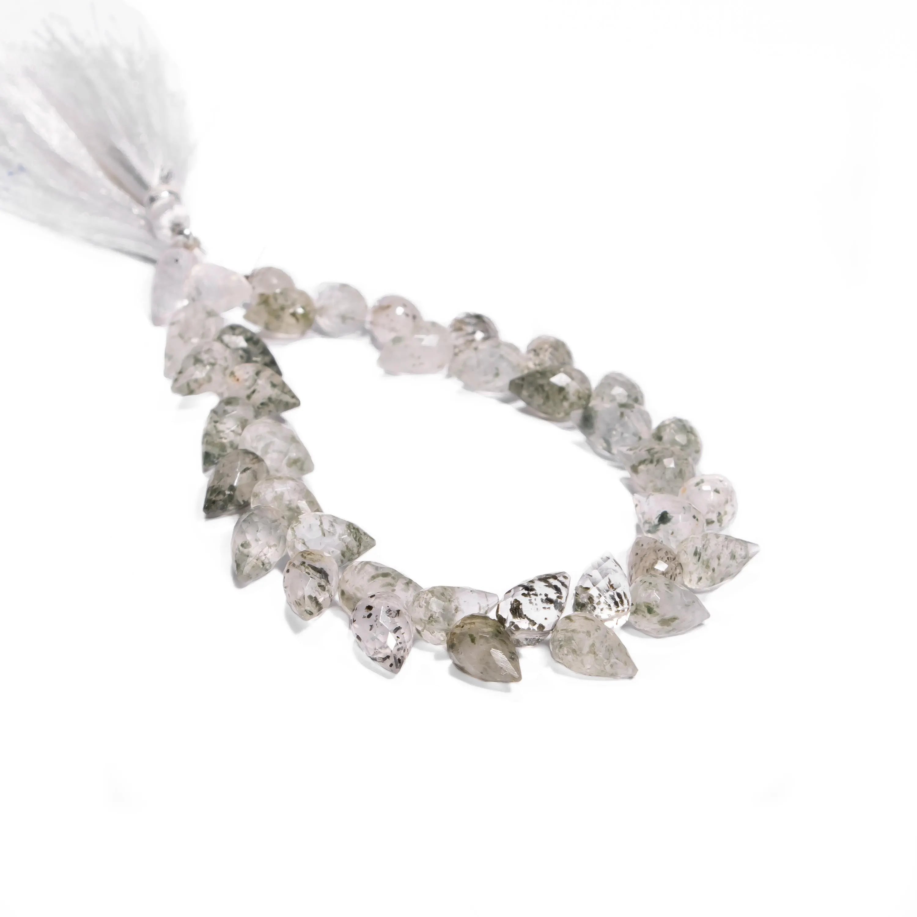 AA Quality Green Rutile Faceted Tulip Drops, Green Rutile Faceted Drops, Fancy Tulip Drop Beads, SKU2449,
