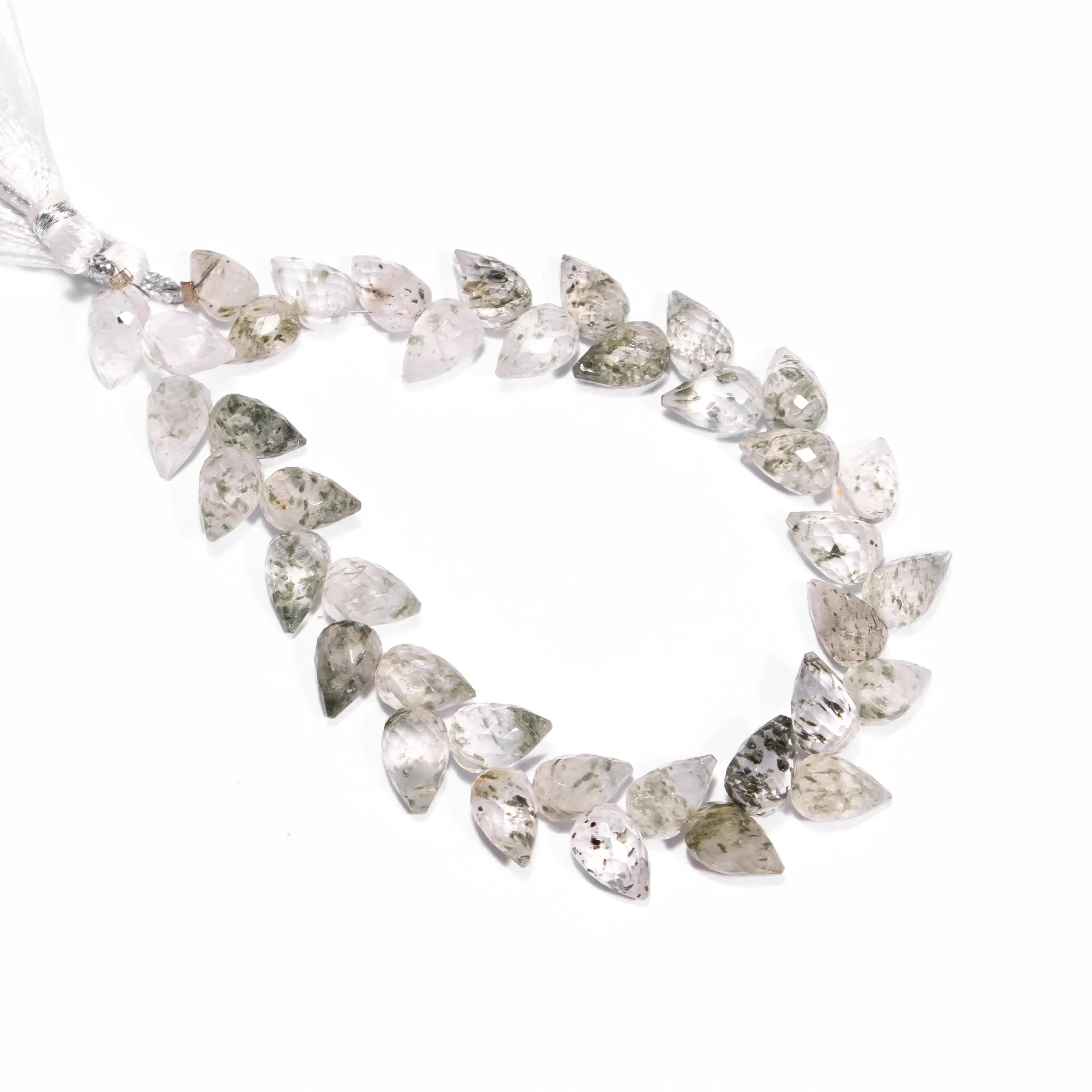 AA Quality Green Rutile Faceted Tulip Drops, Green Rutile Faceted Drops, Fancy Tulip Drop Beads, SKU2449,