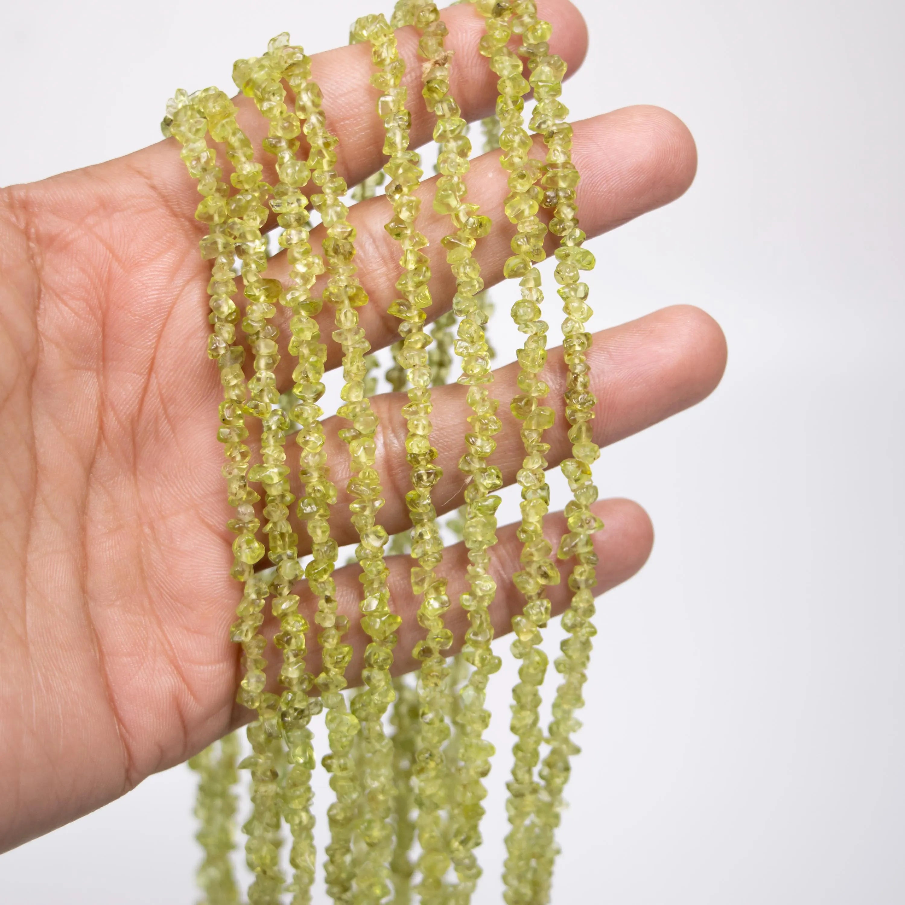 Natural Peridot Raw Uncut Chips Beads, 3.5 To 5 mm, Unique Peridot Gemstone Beads, 36 Inch, (SKU084)