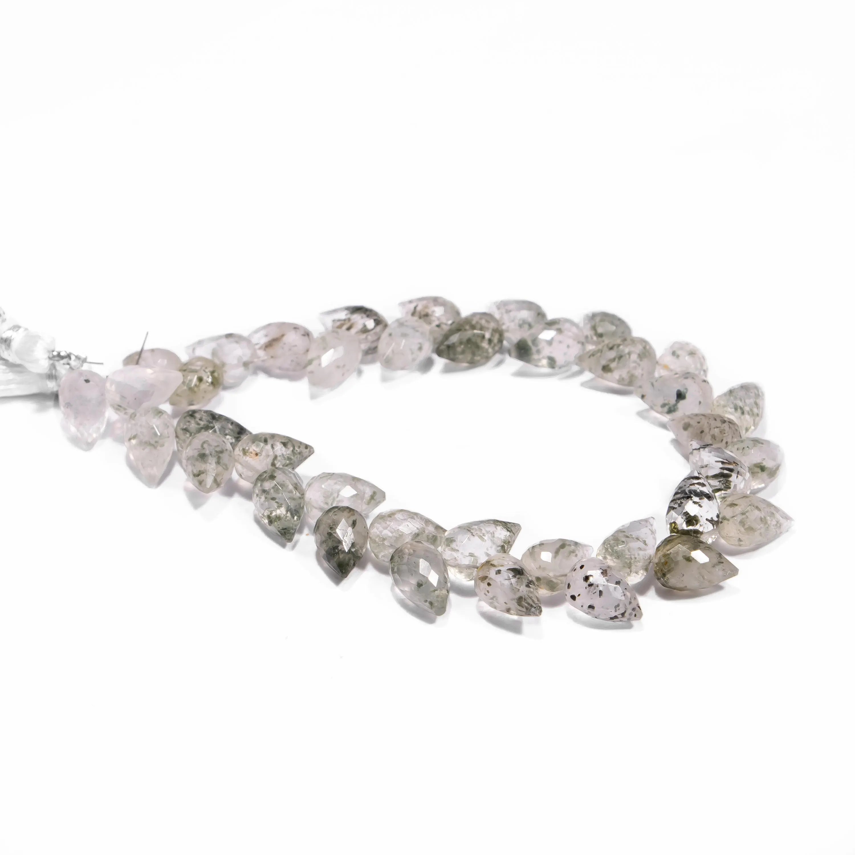 AA Quality Green Rutile Faceted Tulip Drops, Green Rutile Faceted Drops, Fancy Tulip Drop Beads, SKU2449,