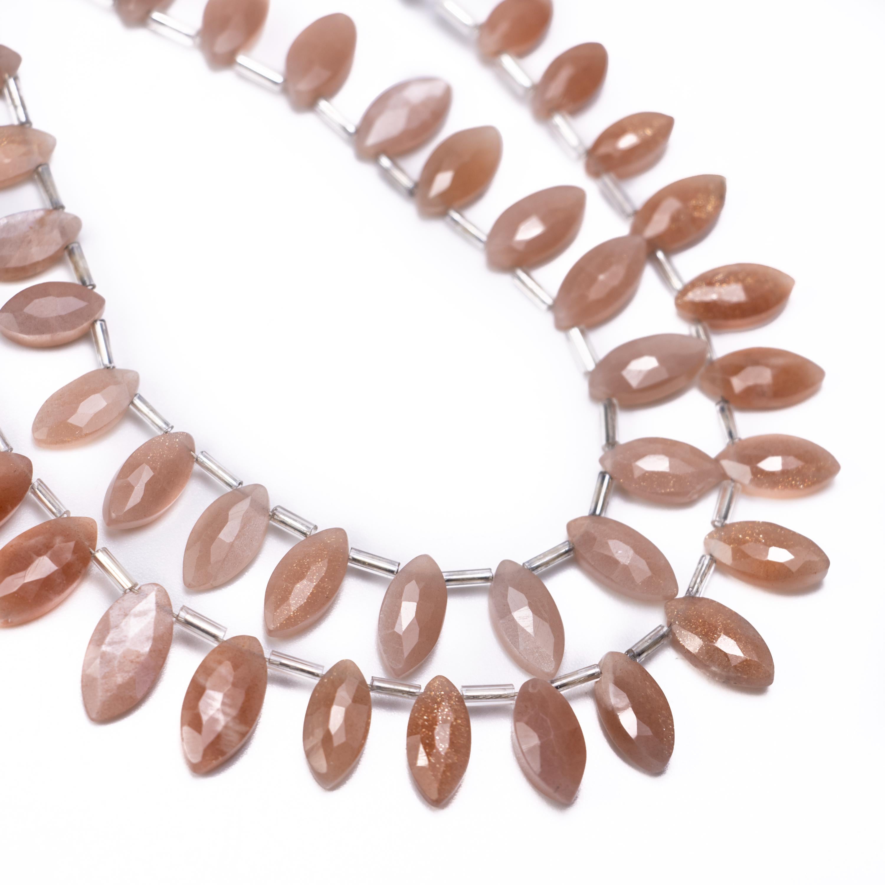 Natural Peach Moonstone Faceted Marquise Briolettes Beads, 5x10 To 7x13 mm, Dainty Moonstone Beads, SKU1372
