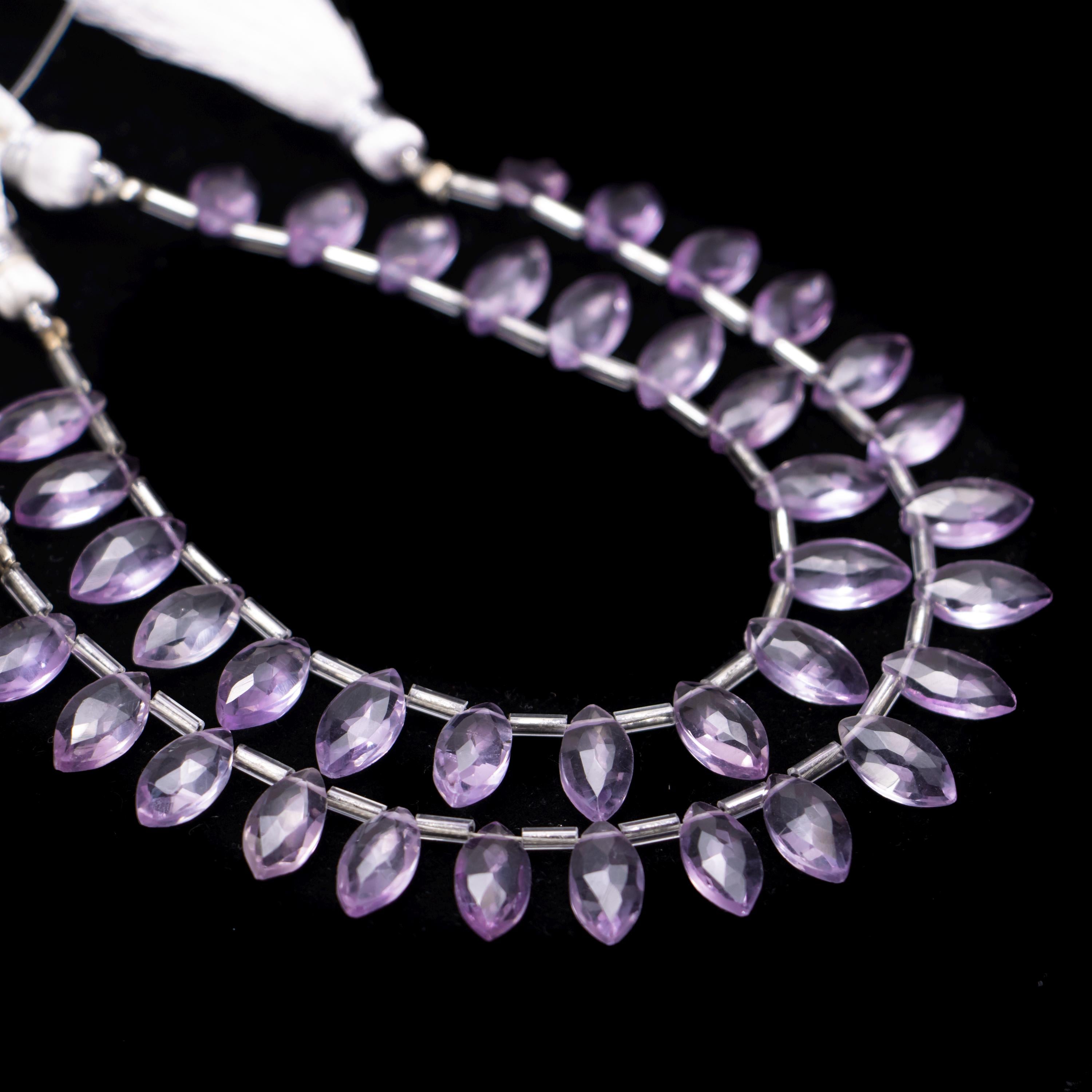 Pink Amethyst Faceted Marquise Shape Beads, 6x12 To 7x14 mm Size Stone, SKU1373