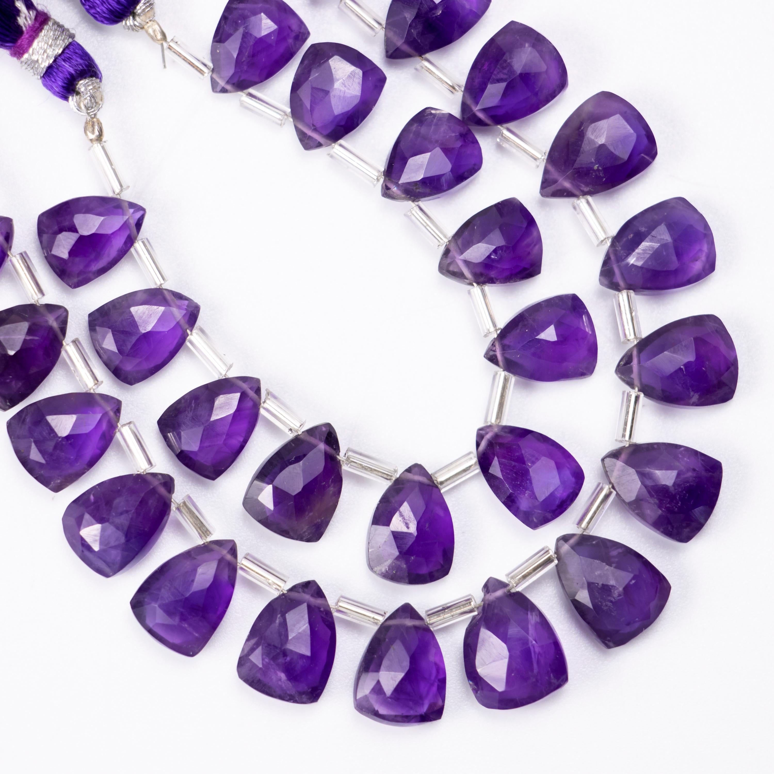African Amethyst Faceted Triangle Beads, 7x10 mm to 9x13 mm, African Purple Amethyst Triangle, Amethyst Jewelry Making, SKU1392
