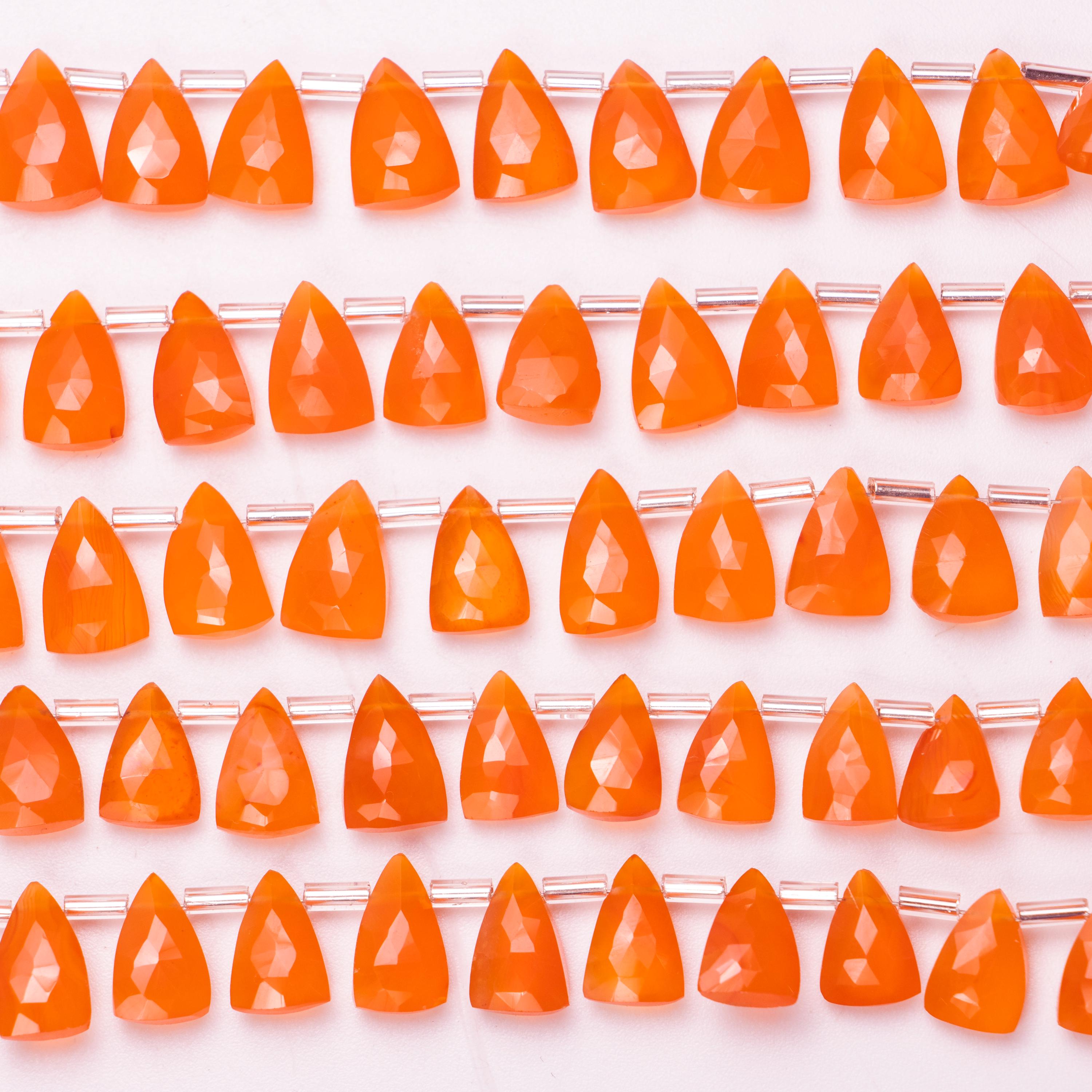 Orange Carnelian Faceted Triangle Beads, 6.5x10 to 7.5x12mm, Natural Jewellery Making, Wholesale Gemstone, SKU1393