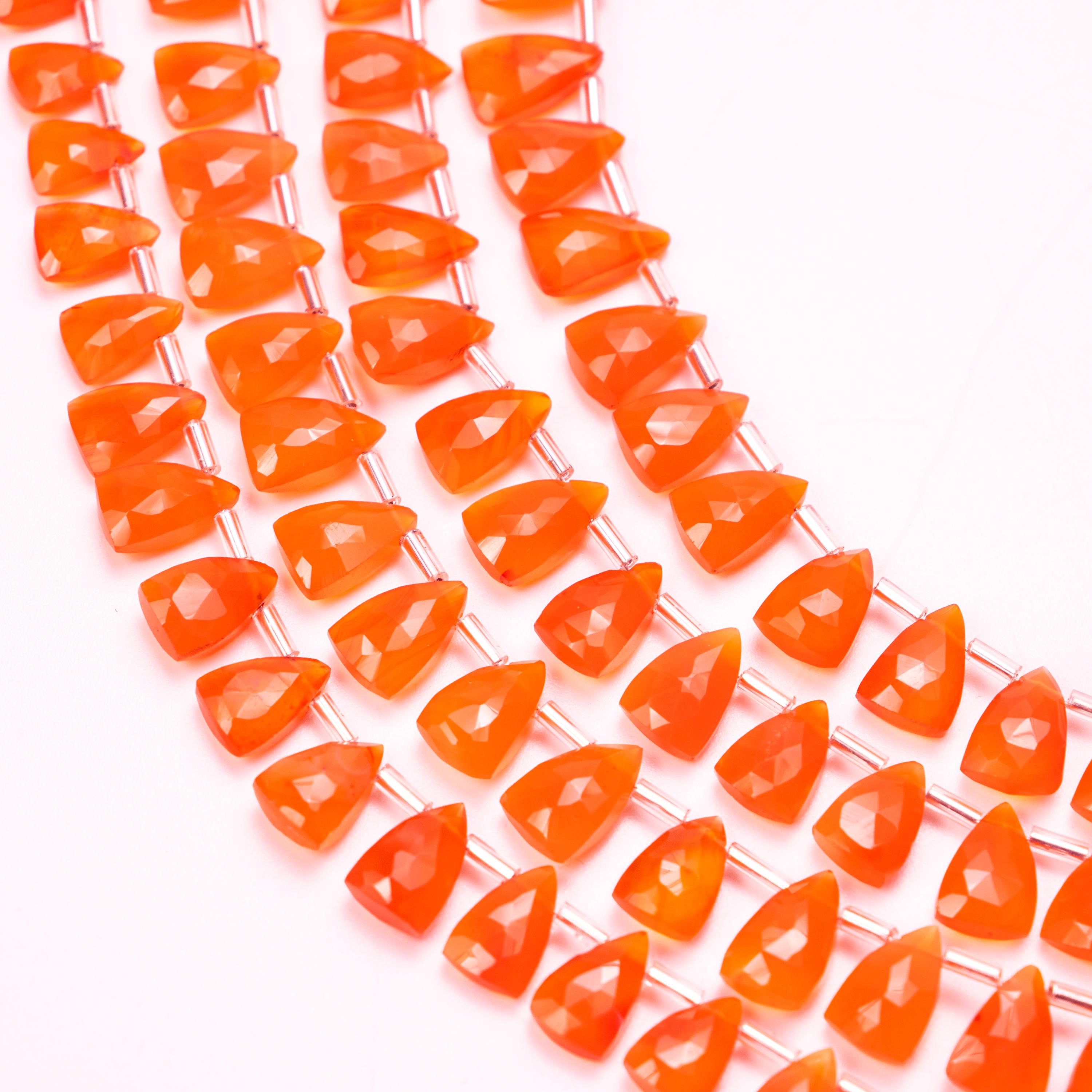 Orange Carnelian Faceted Triangle Beads, 6.5x10 to 7.5x12mm, Natural Jewellery Making, Wholesale Gemstone, SKU1393