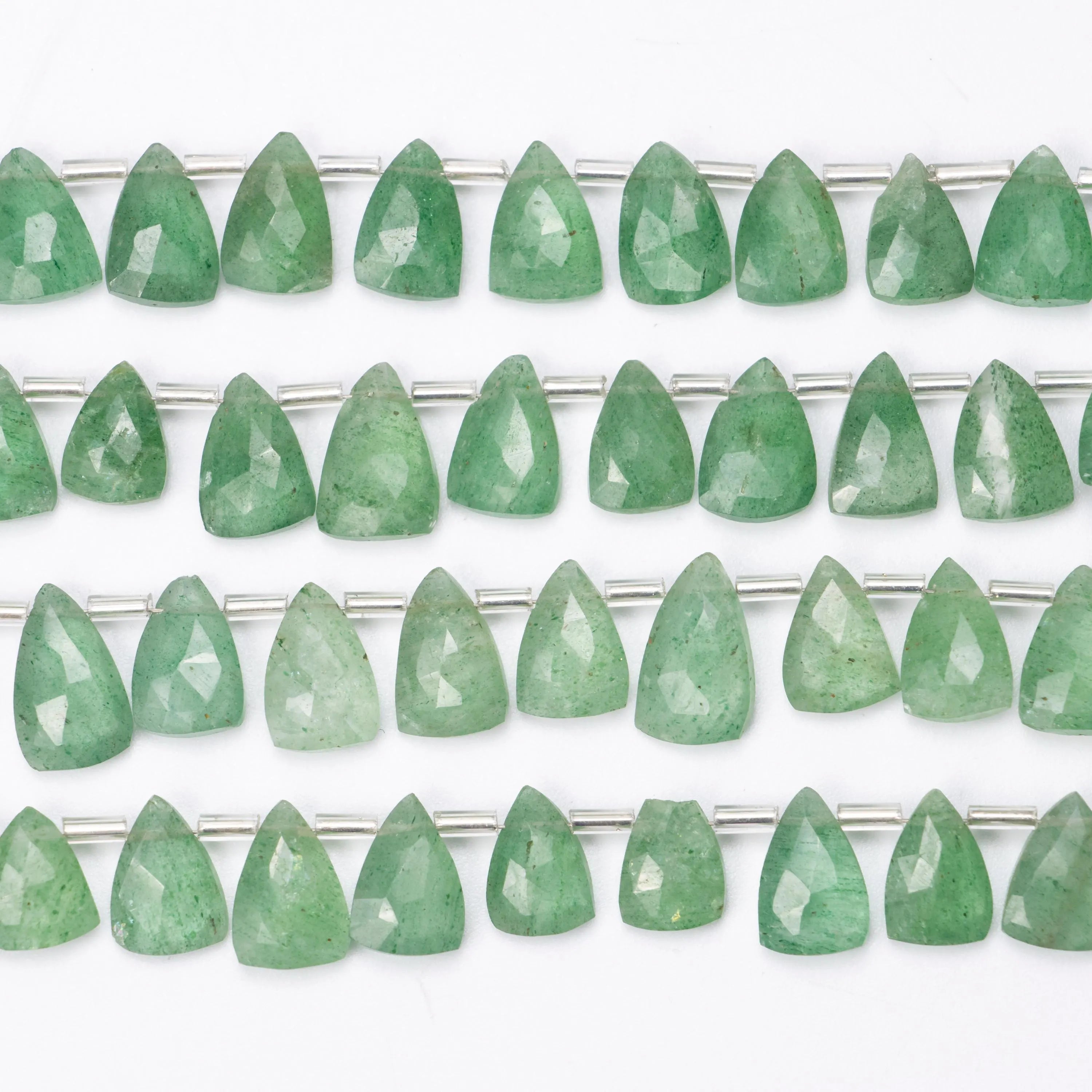 Long Triangle Quartz Beads Green Strawberry Faceted Beads, Jewelry Making Beads, SKU1385