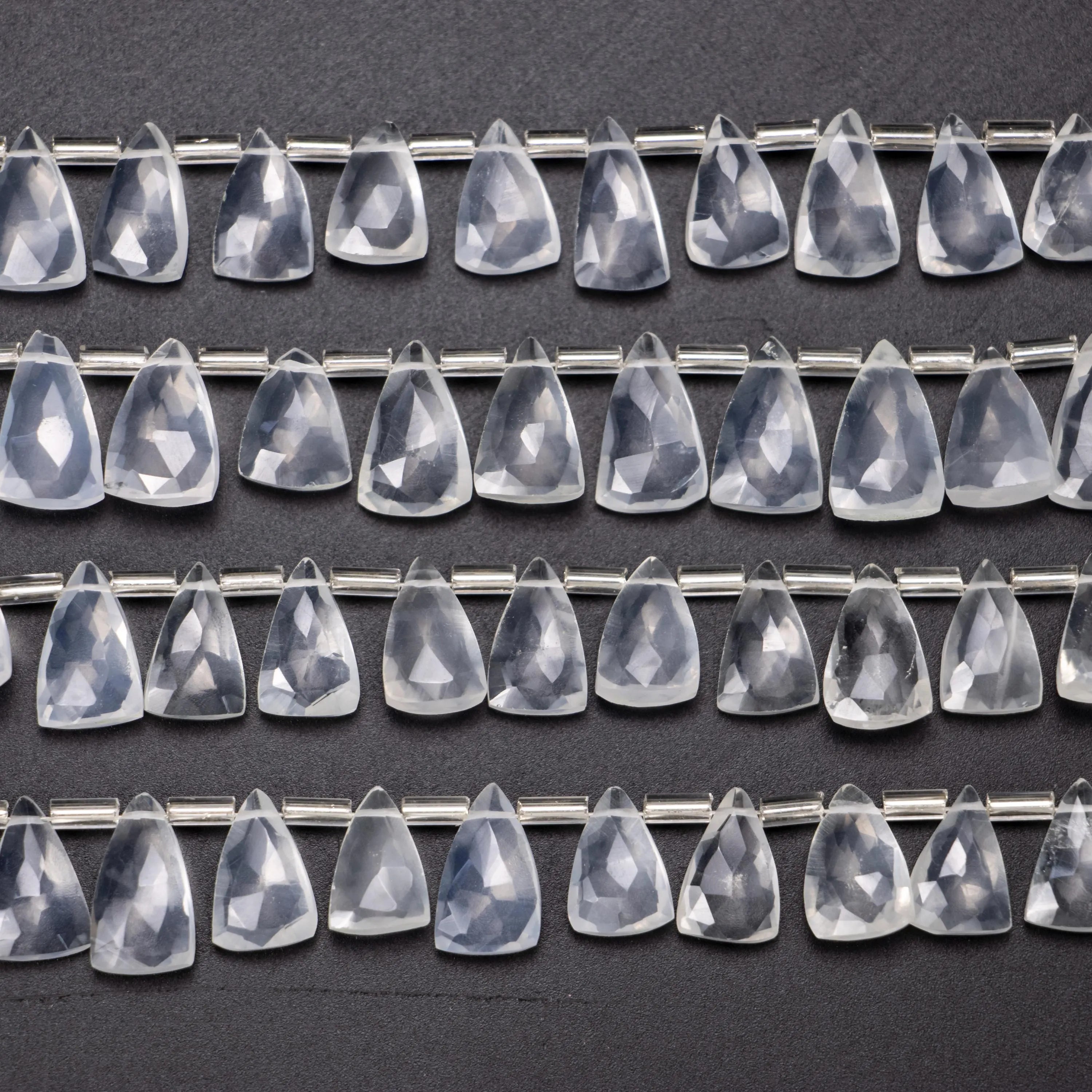 White Crystal Quartz Faceted Triangle Beads, Crystal Quartz Triangle, Crystal Quartz Handmade Jewelry Making Gemstone Beads, SKU1390