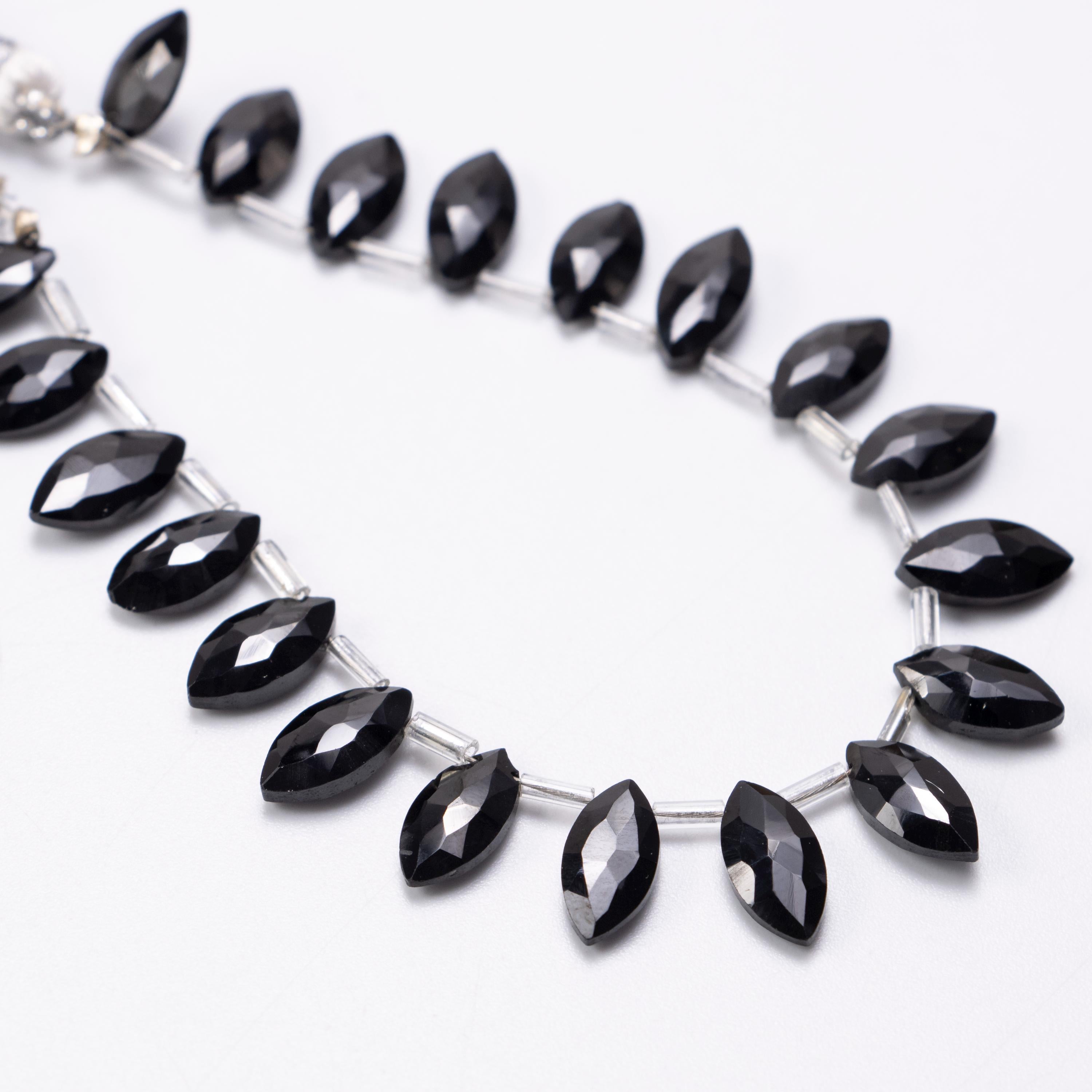 Natural Black Onyx Faceted Marquise Beads, 6x12 to 7x14 mm, Marquise Gemstone, Onyx Briolettes Beads, SKU1356