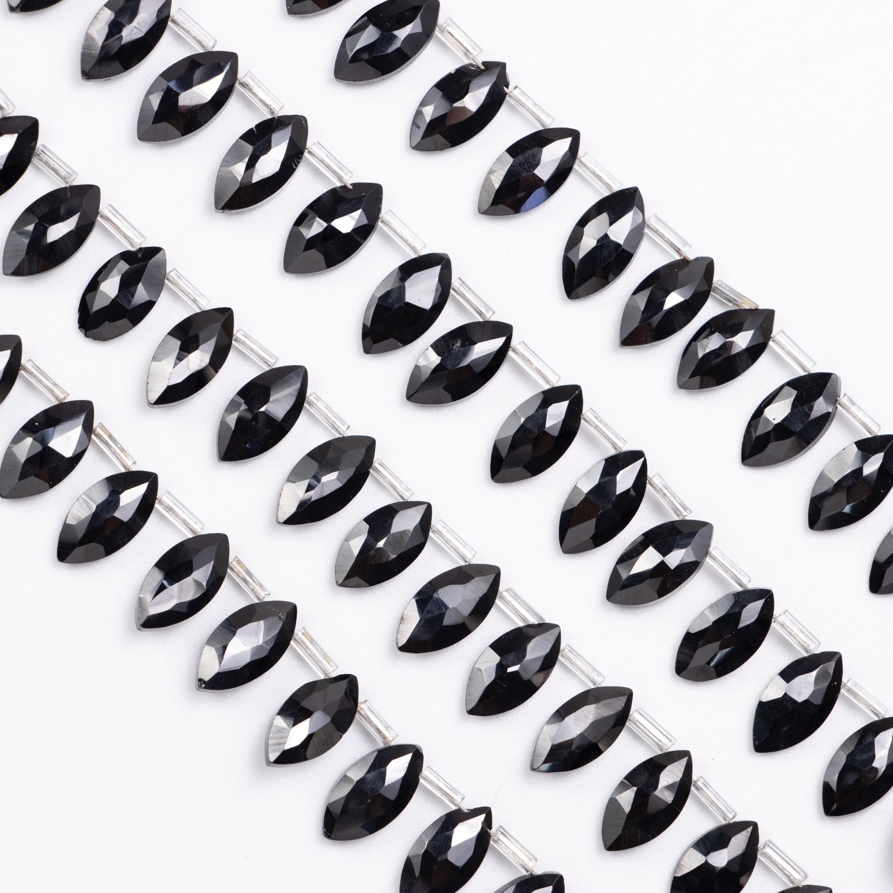 Natural Black Onyx Faceted Marquise Beads, 6x12 to 7x14 mm, Marquise Gemstone, Onyx Briolettes Beads, SKU1356