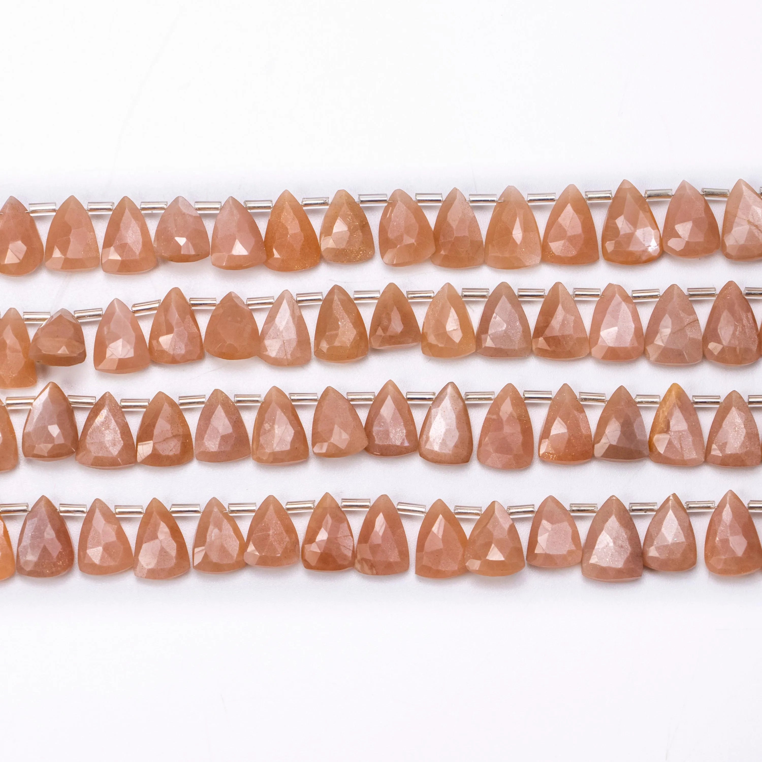Peach Moonstone Faceted Long Triangle Beads, 8x11 mm To 10x4 mm, Moonstone Fancy Jewelry Beads, SKU1386
