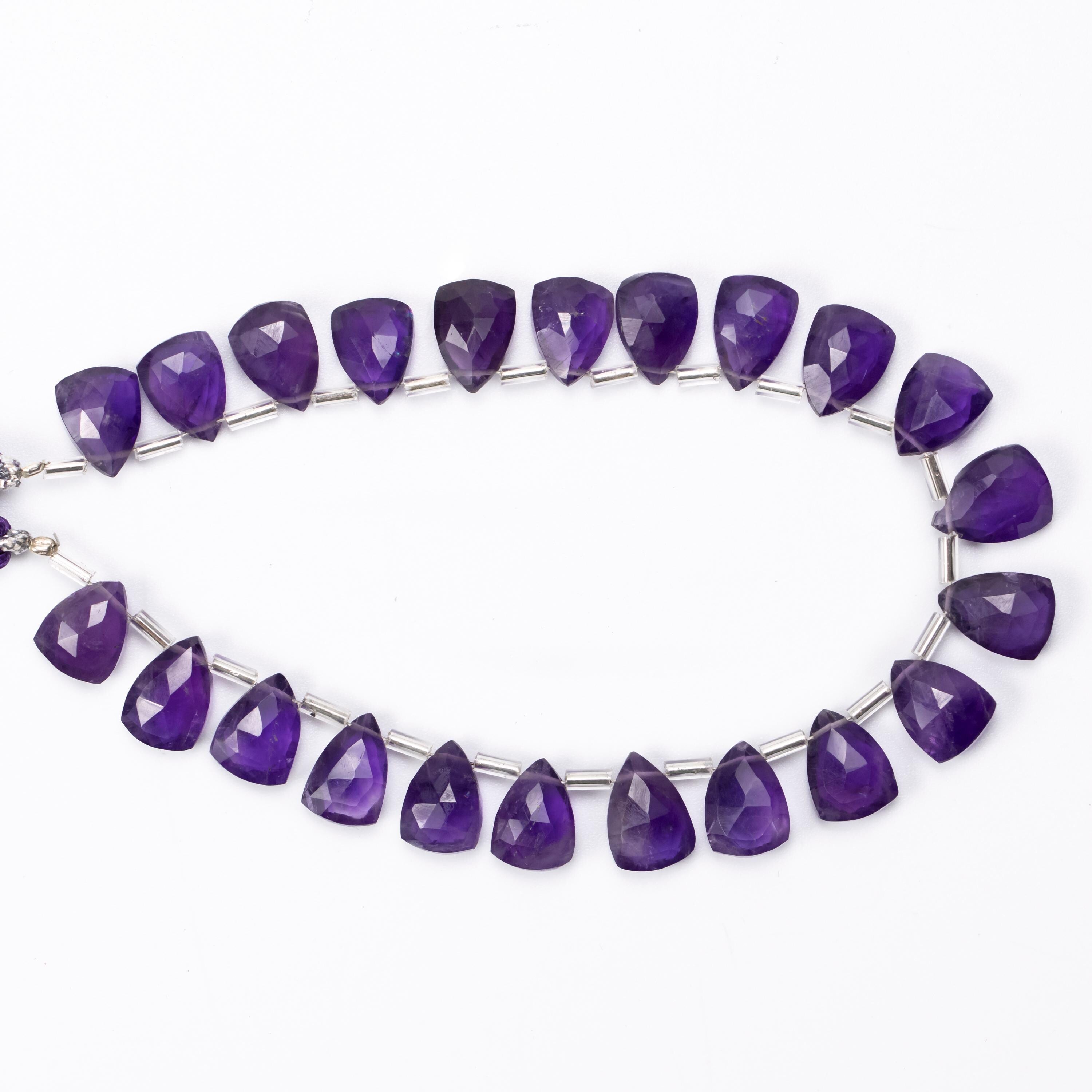 African Amethyst Faceted Triangle Beads, 7x10 mm to 9x13 mm, African Purple Amethyst Triangle, Amethyst Jewelry Making, SKU1392