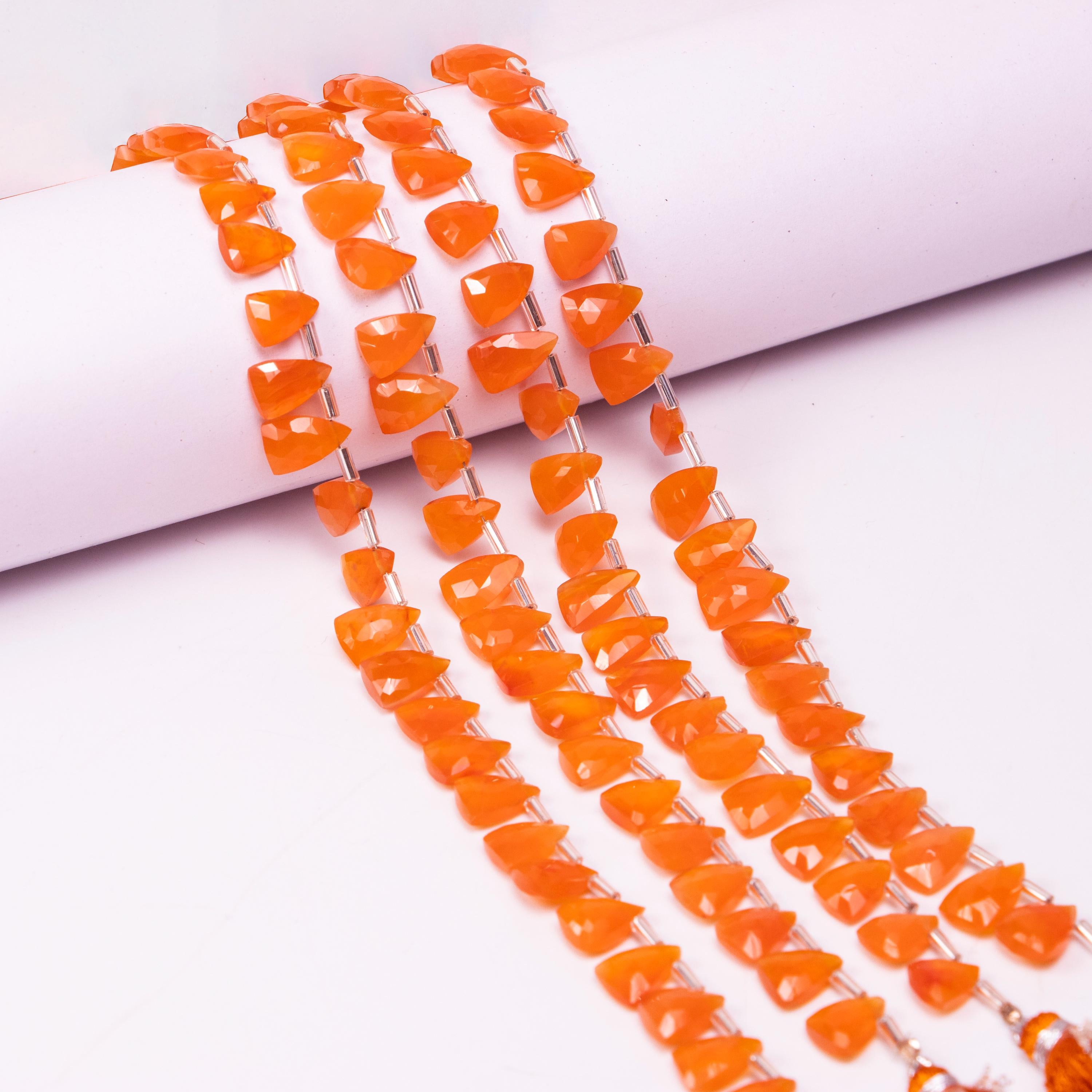 Orange Carnelian Faceted Triangle Beads, 6.5x10 to 7.5x12mm, Natural Jewellery Making, Wholesale Gemstone, SKU1393
