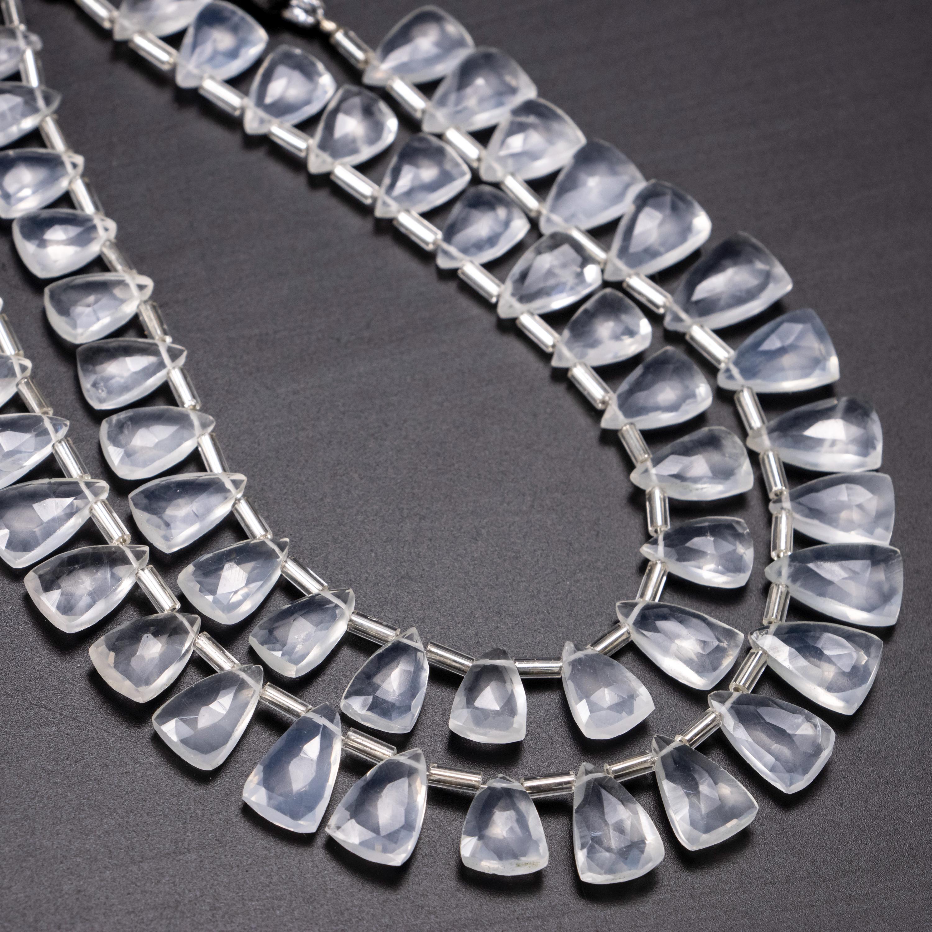 Frosted Quartz Faceted Triangle Beads, 7x12 mm to 8x13 mm, Ice Quartz Triangle, Quartz Handmade Jewelry Making Gemstone Beads, SKU1387