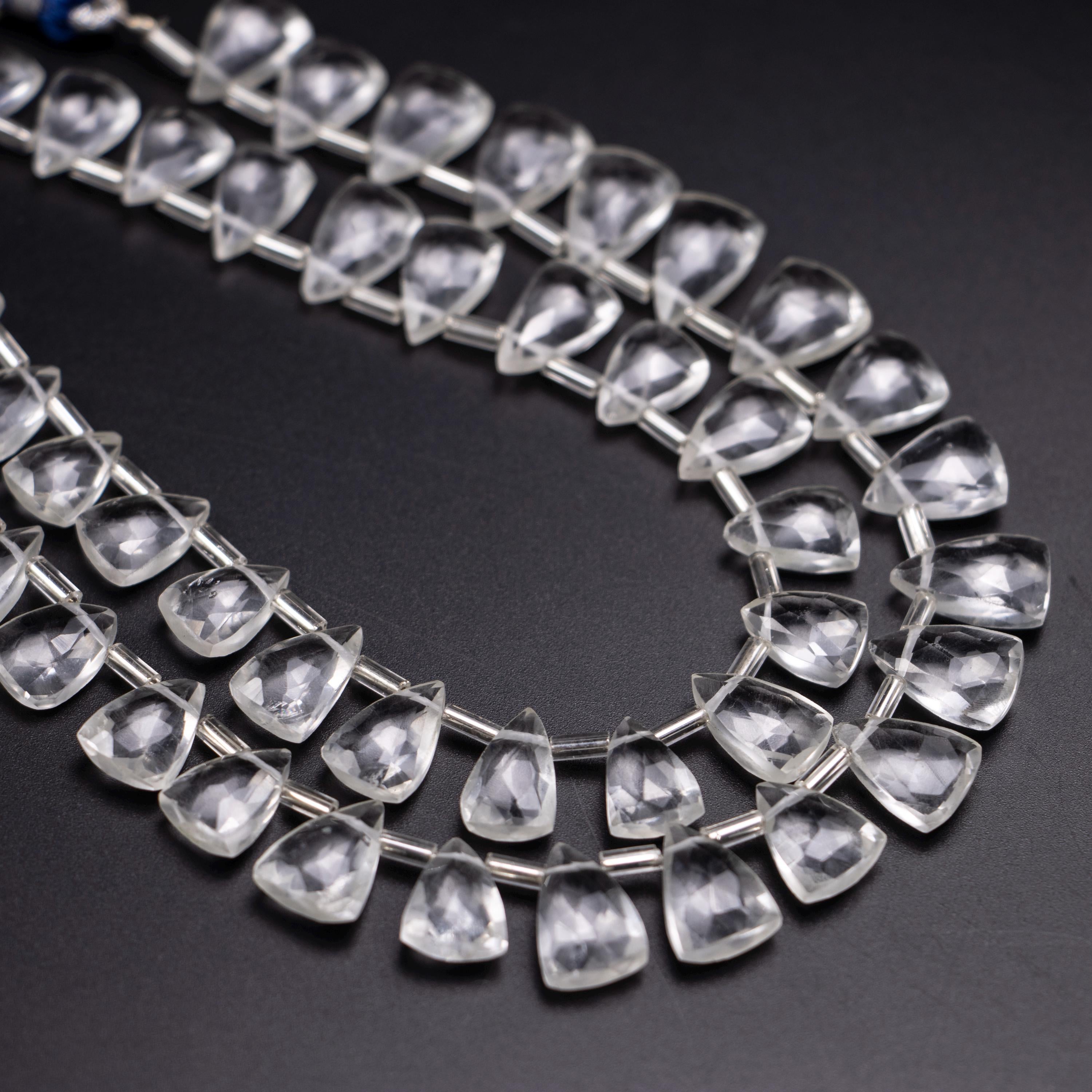 Frosted Quartz Faceted Triangle Beads, 7x12 mm to 8x13 mm, Ice Quartz Triangle, Quartz Handmade Jewelry Making Gemstone Beads, SKU1387